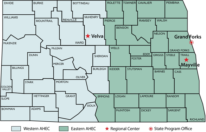 ND AHEC Location Map